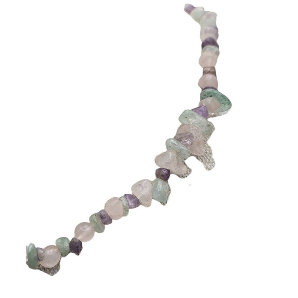 Pastel Gemstone Chip Bead Necklace Fluorite Amethyst Rose Quartz Natural Stone - Picture 4 of 7